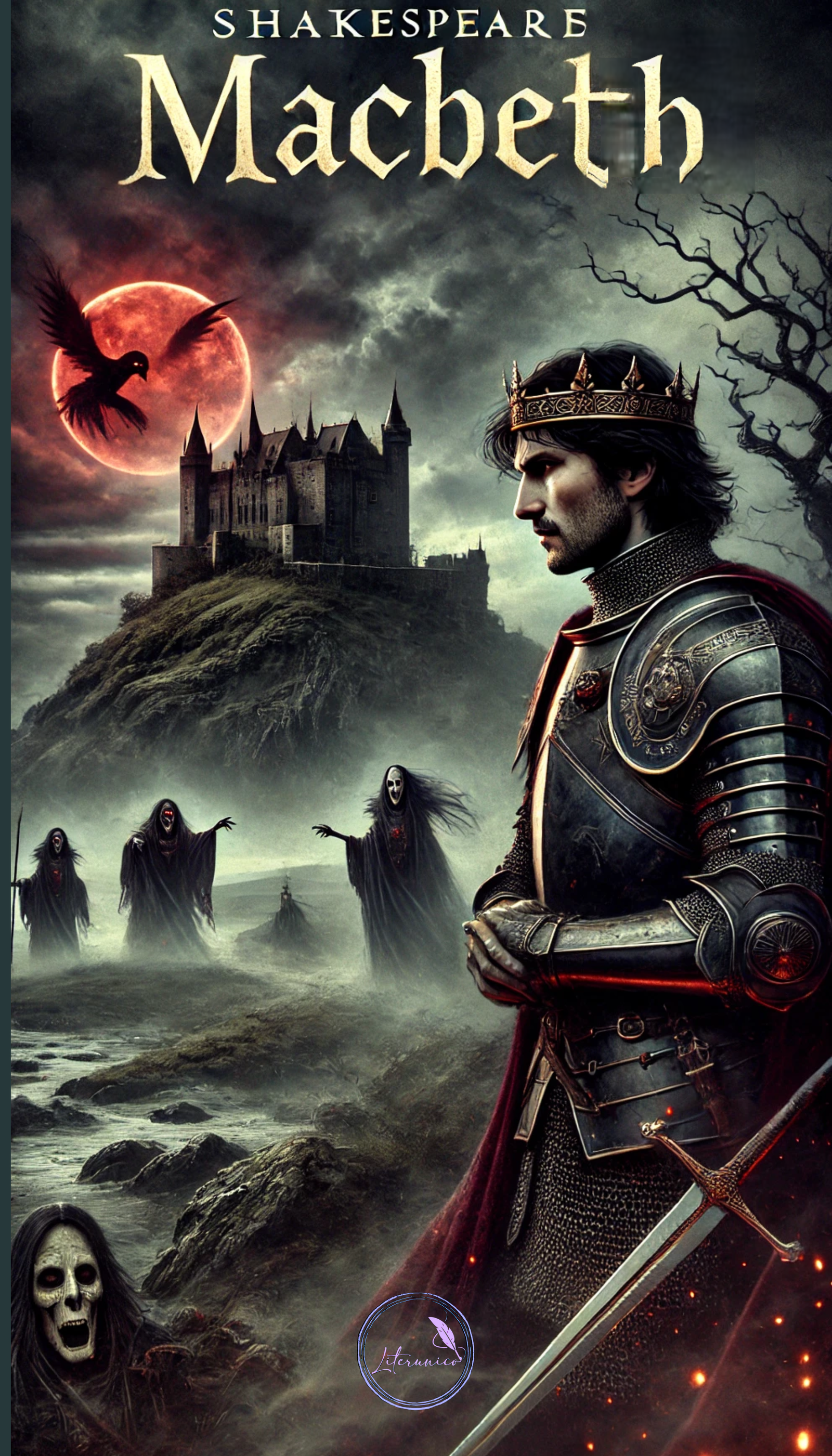 Na escuridão das terras da Escócia, onde as brumas encobrem segredos e a ambição cresce como erva daninha, um bravo guerreiro se torna o protagonista de sua própria tragédia. Macbeth, general leal ao rei, vê seu destino transformado ao cruzar com três bruxas que profetizam um futuro glorioso: ele se tornará rei.

Essa promessa, no entanto, é também uma maldição. Inflamado por sua própria cobiça e instigado pela astúcia implacável de Lady Macbeth, sua esposa e cúmplice, ele abandona a honra e se entrega ao assassinato para alcançar o trono. Mas, como um castelo construído sobre areia, seu reinado é assombrado por culpa, paranoia e o eco incessante dos crimes que cometeu.

Enquanto enfrenta inimigos reais e imaginários, Macbeth descobre que o poder conquistado à força é uma coroa de espinhos. À medida que sua sanidade se desfaz e a tragédia o envolve, ele percebe que a verdadeira batalha nunca foi pelo trono, mas contra o abismo que crescia dentro de si.

Uma história sombria de ambição, destino e o preço inevitável da traição, Macbeth é um retrato visceral da queda de um homem que ousou desafiar as forças da moralidade e do próprio universo.
Domínio #Público
#Clássicos
#Shaekespeare