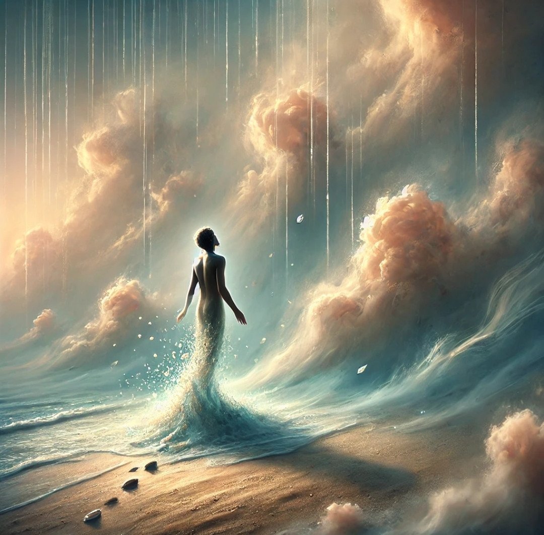 Não quero te amar.

Quero primeiro me desarmar.

Quero poder mirar
tuas nuvens,
com impulso de nadadeiras
deixando o chão.

Chorar a terra que escorre
dos dedos nascidos,

sorrir pela água
dos olhos dormidos...

Não,

não quero voar.

Quero primeiro me encontrar.

Quero poder,
posso querer

a leveza de chover
sobre teu mar.

Não quero te amar...

Amei sem querer.

Mas já é cedo;
não há mais medo:

Encontrei minhas asas
voando você.

Alberto Busquets.

#Desafio 086