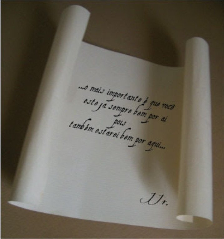 Cartas. 

"...o mais importante é que você esteja sempre bem por ai pois também estarei por aqui..."

JJr.