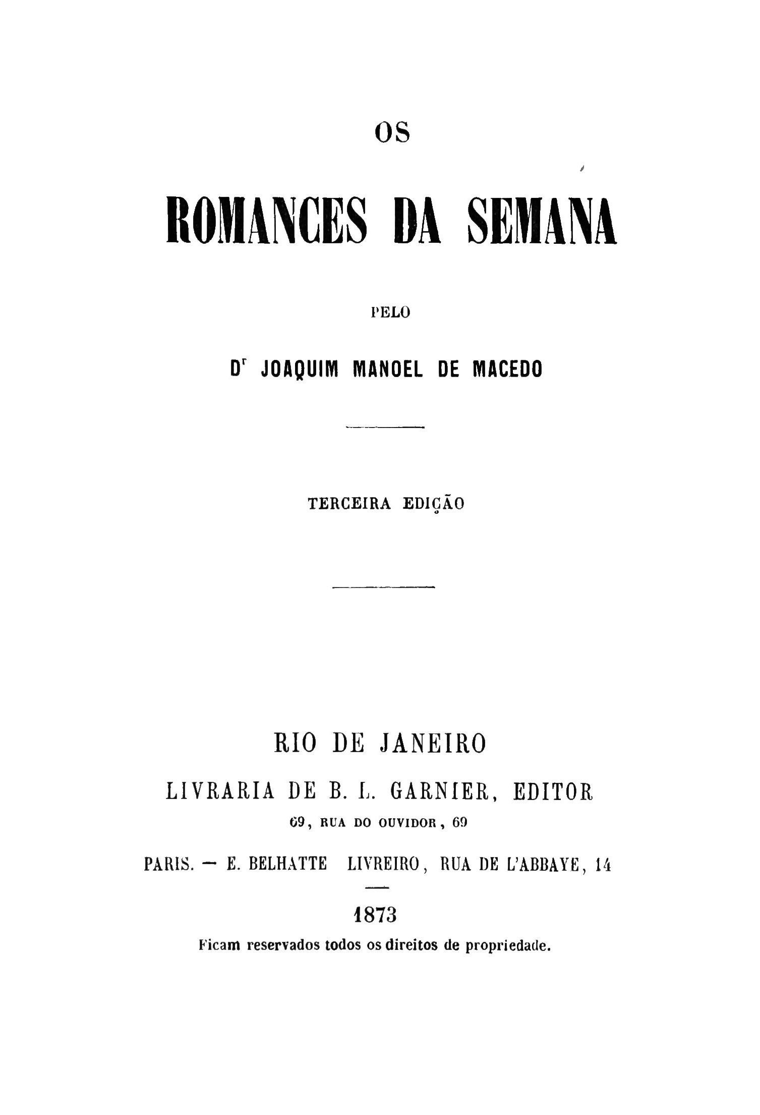 Os Romances da Semana